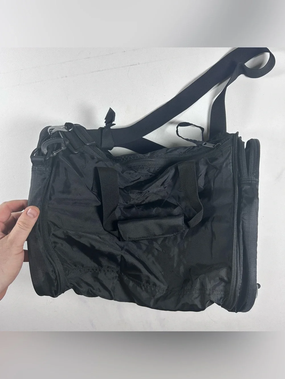 Nike Black Small Zipper Packable Utility Duffle Gym Bag Rare Bag 100% Nylon
